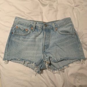Levi’s 501 high waisted jean shorts